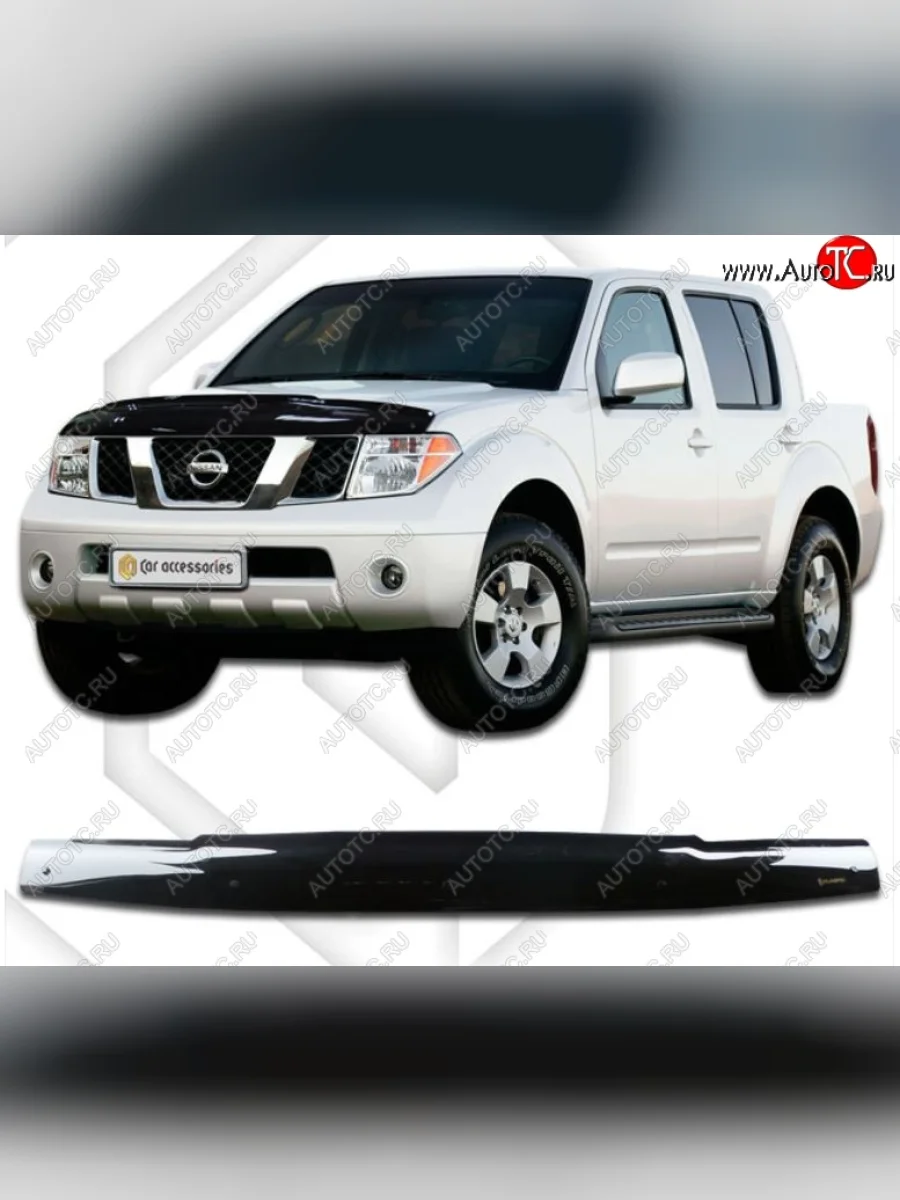 Дефлектор капота CA-Plastiс Nissan Navara 2 D40 дорестайлинг (2004-2010) (Classic черный, Без надписи)  в Керчи Республика Крым