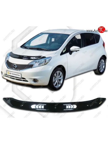 Дефлектор капота CA-Plastiс (Classic черный) Nissan Note 2 E12 дорестайлинг (2012-2016)
