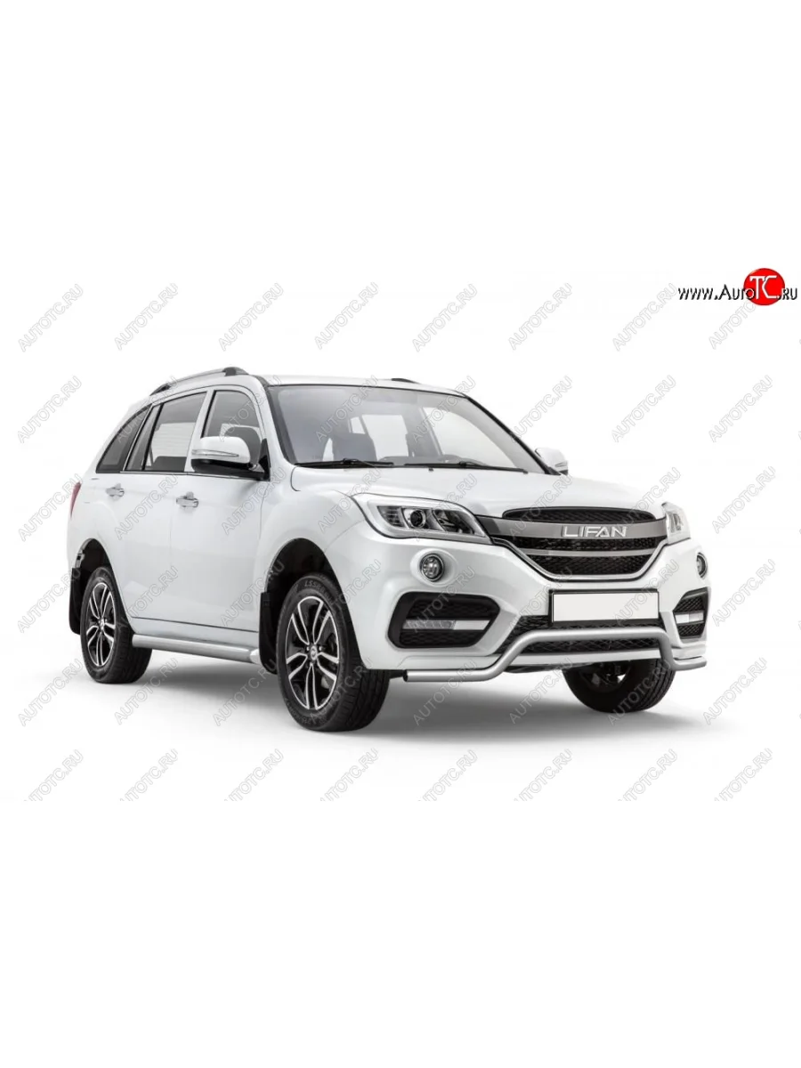 Защита переднего бампера Petroil Tuning (d51, волна) Lifan X60 2-ой рестайлинг (2016-2025) (Нержавеющая полированная сталь)  с доставкой в г. Керчь