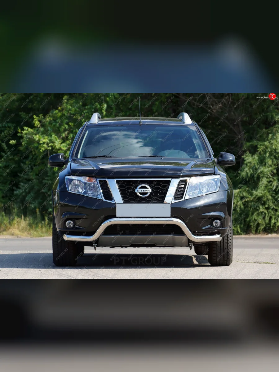 Защита переднего бампера Petroil Tuning (d63, волна) Nissan Terrano D10 рестайлинг (2016-2022) (Нержавеющая полированная сталь)  в Самаре Самарской области