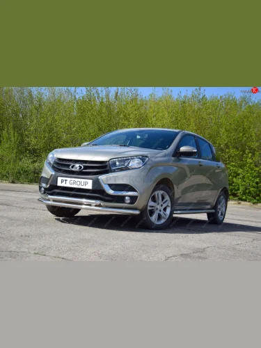 Защита переднего бампера Petroil Tuning (2 трубы d51/51) (Нержавеющая полированная сталь) Лада ВАЗ XRAY (2016-2022)