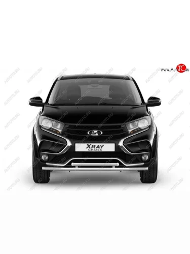 Защита переднего бампера двойная из труб d51/51 мм Petroil Tuning (Нержавеющая полированная сталь) Лада ВАЗ XRAY Cross (2018-2022)