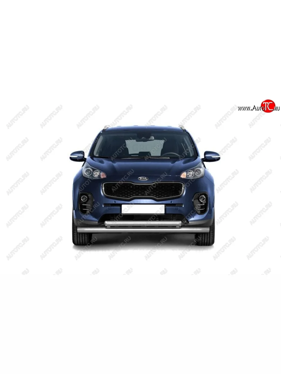 Защита переднего бампера двойная из труб d63/63 мм Petroil Tuning  KIA Sportage (2016-2018) 4 QL (Нержавеющая полированная сталь)  в Керчи Республика Крым