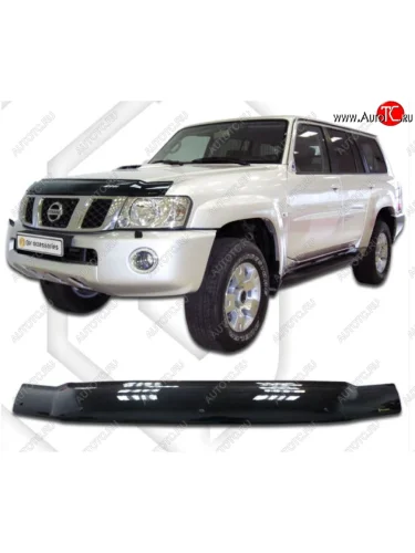 Дефлектор капота CA-Plastiс (серия Classic черный) Nissan Patrol 5 Y61 2-ой рестайлинг (2004-2010)