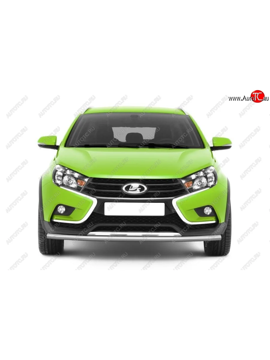 Защита переднего бампера одинарная из трубы d51 мм Cross Petroil Tuning  Лада ВАЗ Веста (2017-2022) SW 2181 (Нержавеющая полированная сталь)  в Керчи Республика Крым