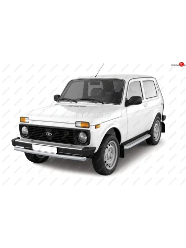 Защита переднего бампера (Ø63 мм) Petroil Tuning (Сталь с полимерным покрытием в цвет: серебристый Искра) Лада ВАЗ нива 4х4 2131 (Legend) 5 дв. 2-ой рестайлинг (2021-2025)