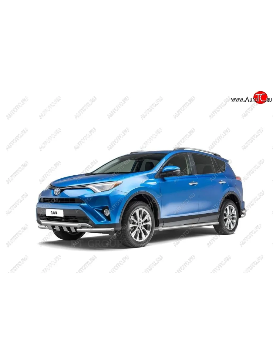 Защита порогов из трубы Ø63 Petroil Tuning  Toyota RAV4 (2012-2019) XA40 (Нержавеющая полированная сталь)  с доставкой в г. Керчь
