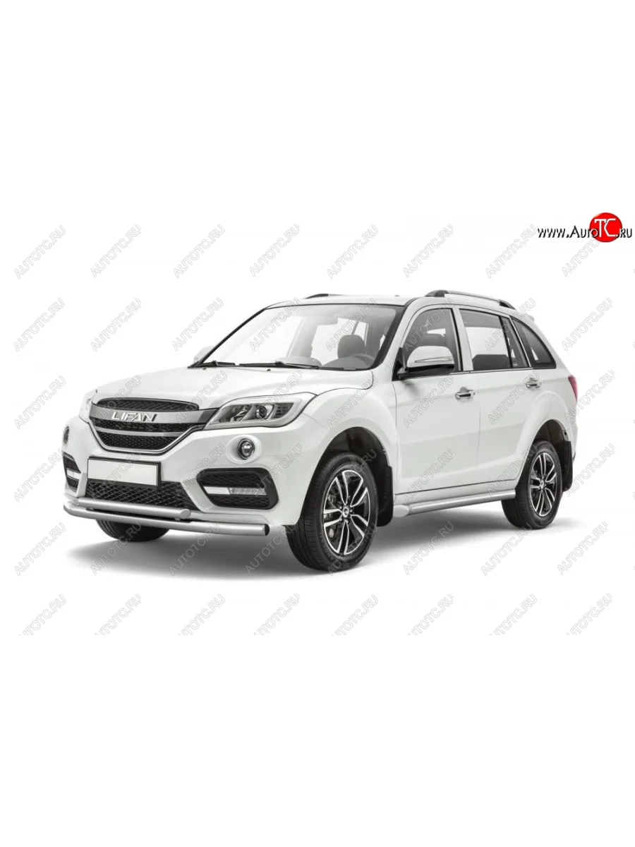 Защита порогов вогнутая из трубы Ø63 Petroil Tuning  Lifan X60 (2016-2025) (Нержавеющая полированная сталь)  с доставкой в г. Керчь