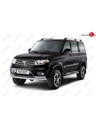 Защита порогов из трубы Ø51 Petroil Tuning (Черный (Шагрень)) Уаз Патриот  3163 5-дв. (2014-2016) 1-ый рестайлинг