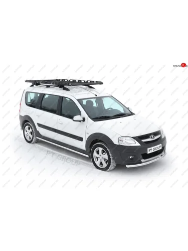 Защита порогов из трубы Ø51 Cross Petroil Tuning (Нержавейка) Лада ВАЗ Ларгус (2012-2025) дорестайлинг R90, рестайлинг R90