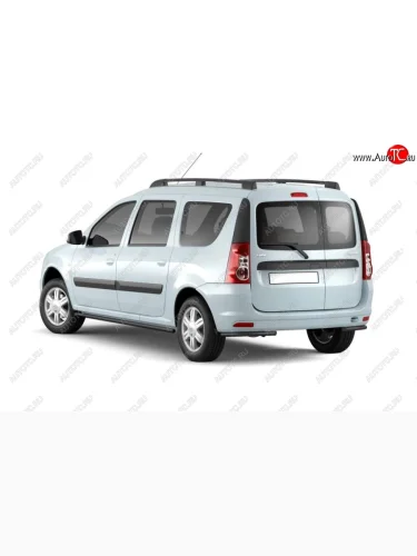 Защита порогов из трубы Ø51 Petroil Tuning (Сталь с полимерным покрытием в цвет: черный ❞Шагрень❝) Лада ВАЗ Ларгус (2012-2025) дорестайлинг R90, рестайлинг R90