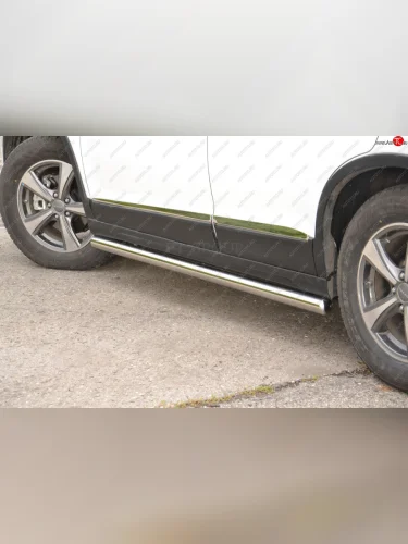 Защита порогов из трубы Ø63 Petroil Tuning (Нержавеющая полированная сталь) Haval H6 (2013-2020) дорестайлинг