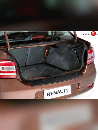Накладка защитная на задний бампер Petroil Tuning (Текстурная поверхность) Renault Logan  2 (2014-2018) дорестайлинг