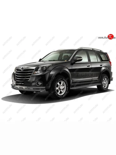 Порожки для ног из трубы Ø51 с алюминиевой площадкой Petroil Tuning (Черный (Шагрень)) Great Wall Hover H3  рестайлинг (2014-2016)