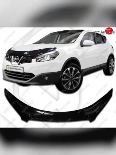 Дефлектор капота CA-Plastiс exclusive (Classic черный) Nissan Qashqai +2 1 J10 дорестайлинг (2008-2010)