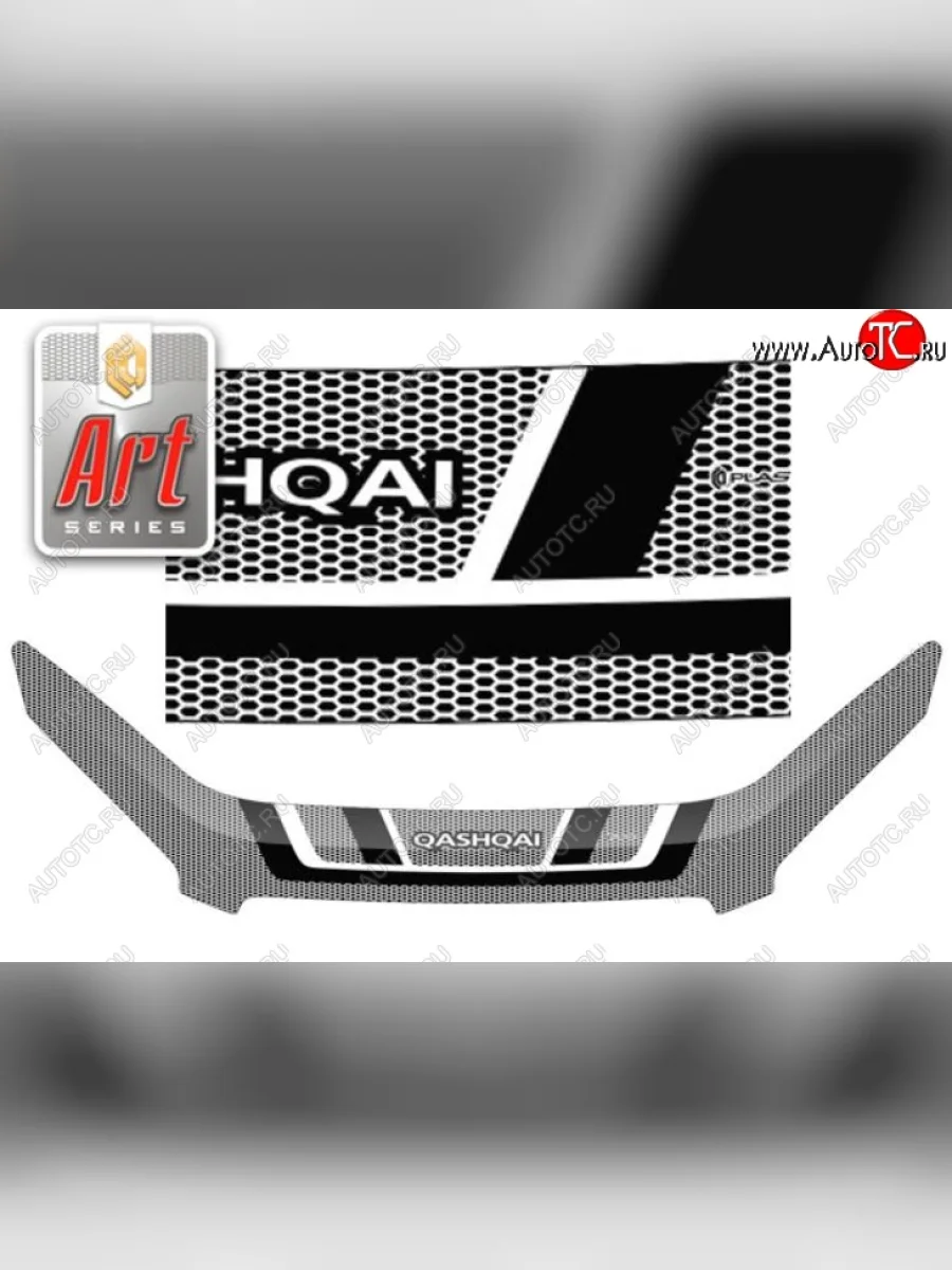 Дефлектор капота CA-Plastiс exclusive Nissan Qashqai 1 J10 рестайлинг (2010-2013) (Серия Art черная)  в Самаре Самарской области