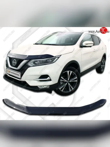 Дефлектор капота CA-Plastiс (Classic черный) Nissan Qashqai 2 J11 рестайлинг (2017-2022)