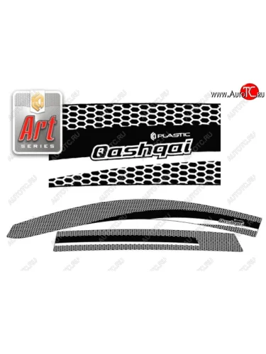 Дефлектора окон CA-Plastic (Серия Art белая) Nissan Qashqai 2 J11 рестайлинг (2017-2022)