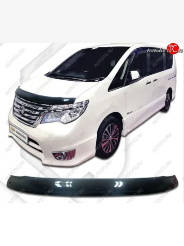 Дефлектор капота CA-Plastiс (Classic черный) Nissan Serena C26 минивэн рестайлинг (2013-2016)
