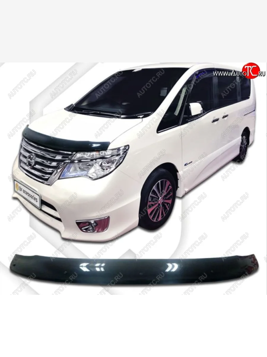 Дефлектор капота CA-Plastiс Nissan Serena C26 минивэн рестайлинг (2013-2016) (Classic черный, Без надписи)  в Керчи Республика Крым