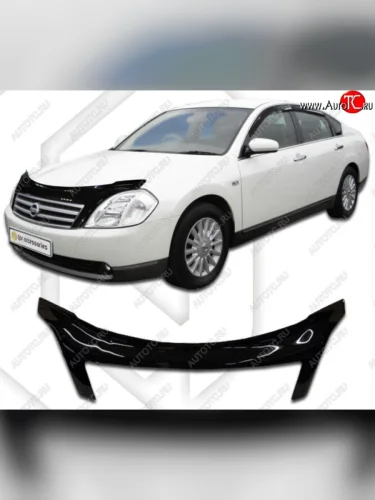 Дефлектор капота CA-Plastiс exclusive (Classic черный) Nissan Teana 1 J31 дорестайлинг (2003-2005)