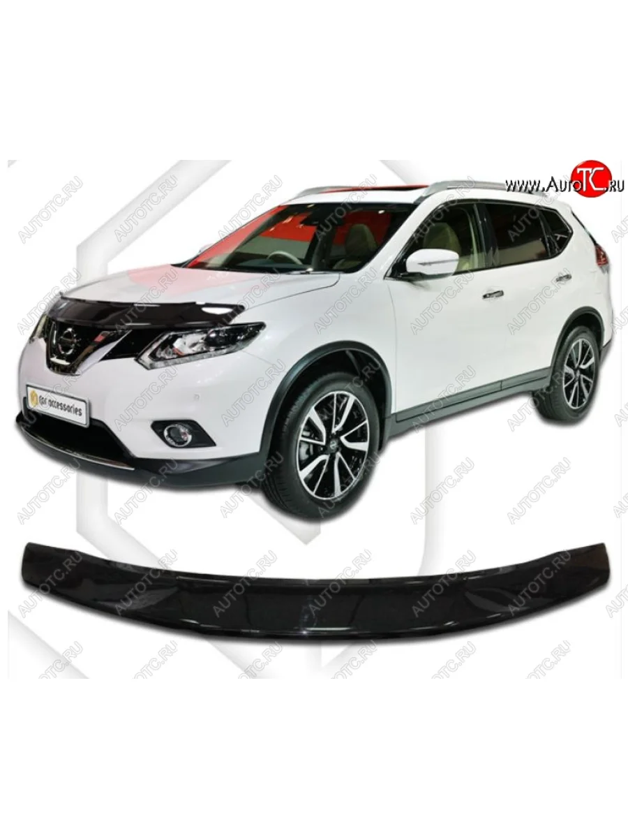 Дефлектор капота CA-Plastiс Nissan X-trail 3 T32 рестайлинг (2017-2022) (Classic черный, Без надписи)  в Перми Пермском крае