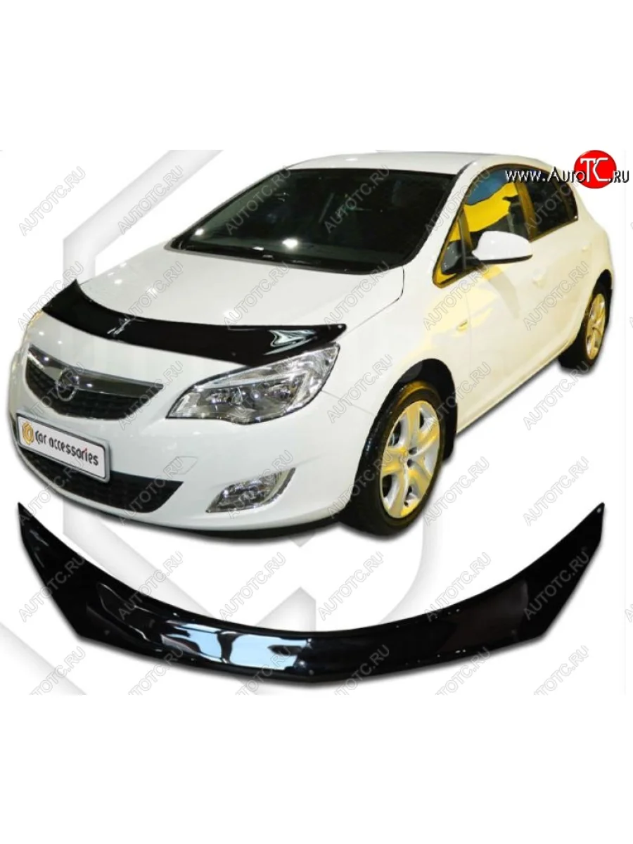 Дефлектор капота CA-Plastiс Opel Astra J хэтчбек 5 дв.  рестайлинг (2012-2017) (Шелкография черная)  в Перми Пермском крае