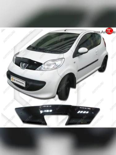 Дефлектор капота CA-Plastiс (Classic черный) Peugeot 107 PN хэтчбэк 3 дв. дорестайлинг (2005-2009)