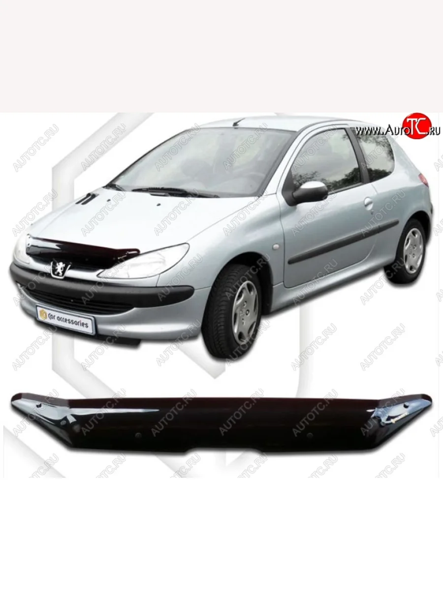 Дефлектор капота CA-Plastiс Peugeot 206 хэтчбэк 3 дв. 2AC дорестайлинг (1998-2003) (Classic черный, Без надписи)  с доставкой в г. Керчь