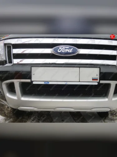 Сетка в воздухозаборник бампера Arbori (20 мм, сота) (Черная) Ford Ranger ( DoubleCab,  RapCab) (2011-2016) дорестайлинг