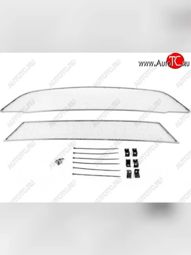 Сетка в воздухозаборник бампера Arbori (15 мм, без парктроника) (Хром) Ford Tourneo Custom дорестайлинг (2012-2018)