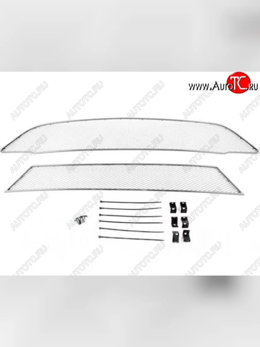 Сетка в воздухозаборник бампера Arbori (15 мм, без парктроника) Ford Tourneo Custom дорестайлинг (2012-2018) (Хром)  с доставкой в г. Керчь