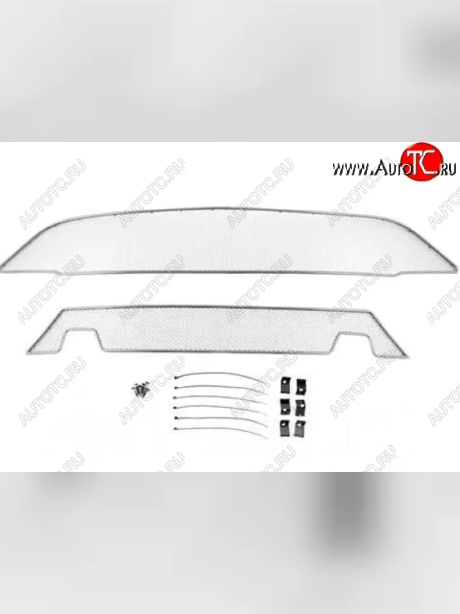 Сетка в воздухозаборник бампера Arbori (15 мм, с парктроником) Ford Tourneo Custom дорестайлинг (2012-2018) (Хром)  с доставкой в г. Керчь