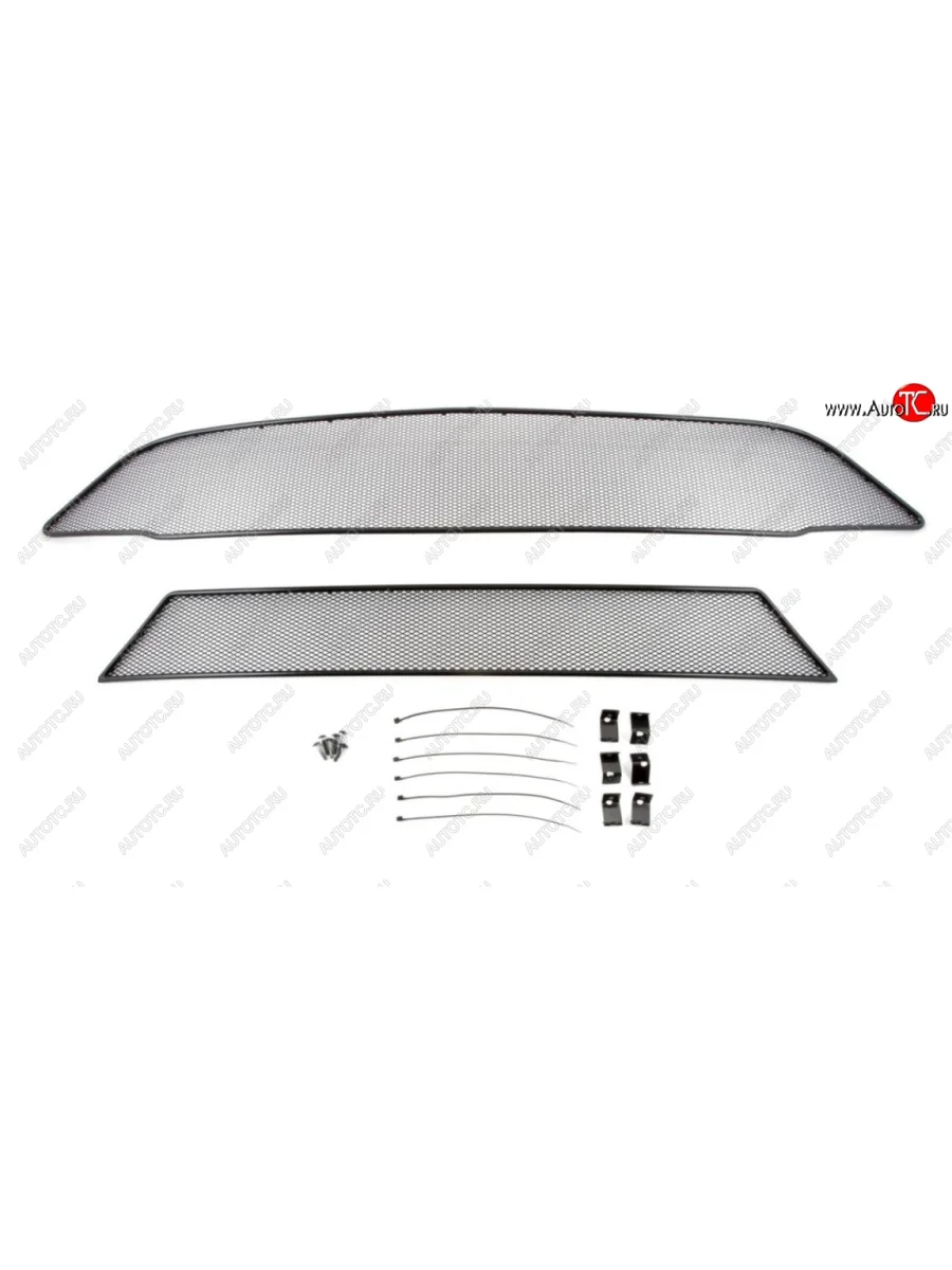 Сетка в воздухозаборник бампера Arbori (15 мм, без парктроника) Ford Tourneo Custom дорестайлинг (2012-2018) (Черная)  с доставкой в г. Керчь