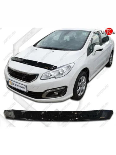 Дефлектор капота CA-Plastiс (Classic черный) Peugeot 408 рестайлинг (2015-2022)