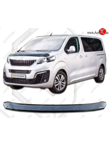Дефлектор капота CA-Plastiс (Classic черный) Peugeot Expert K0 цельнометаллический фургон дорестайлинг (2016-2024)