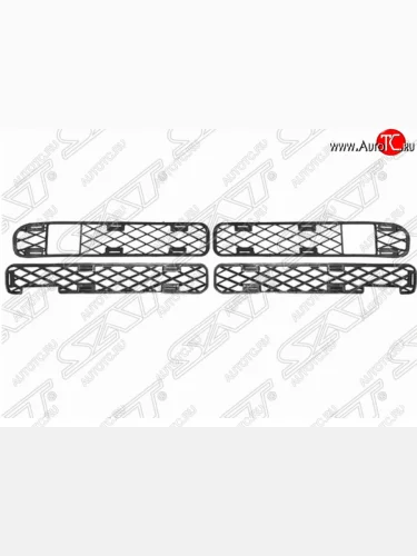 Решетка в передний бампер SAT (комплект, верх+низ) Hyundai Terracan  HP (2001-2004) дорестайлинг