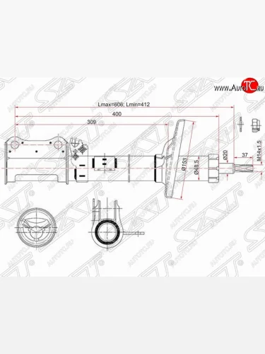 Левый амортизатор задний SAT Toyota Carina T190 седан дорестайлинг (1992-1994)
