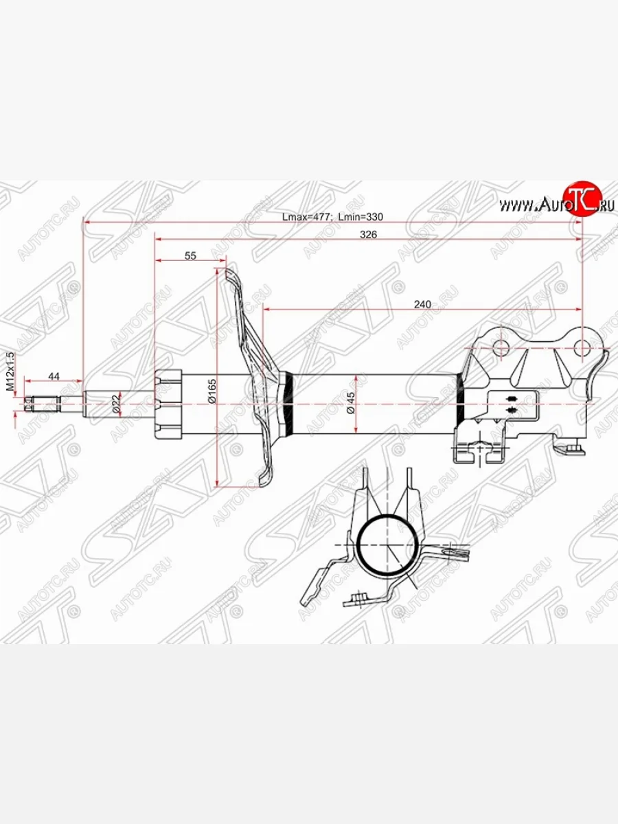 Левый амортизатор передний SAT Nissan Sunny N16 (2007-2011)  в Керчи Республика Крым