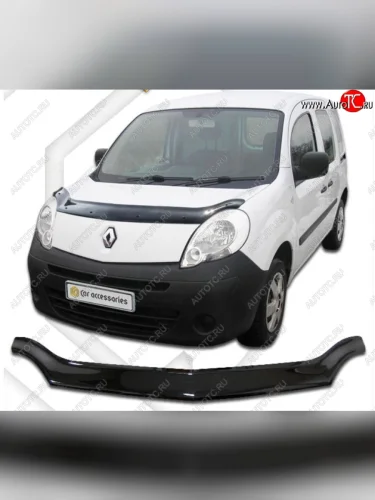 Дефлектор капота CA-Plastiс (Classic черный) Renault Kangoo KW0 дорестайлинг (2008-2013)