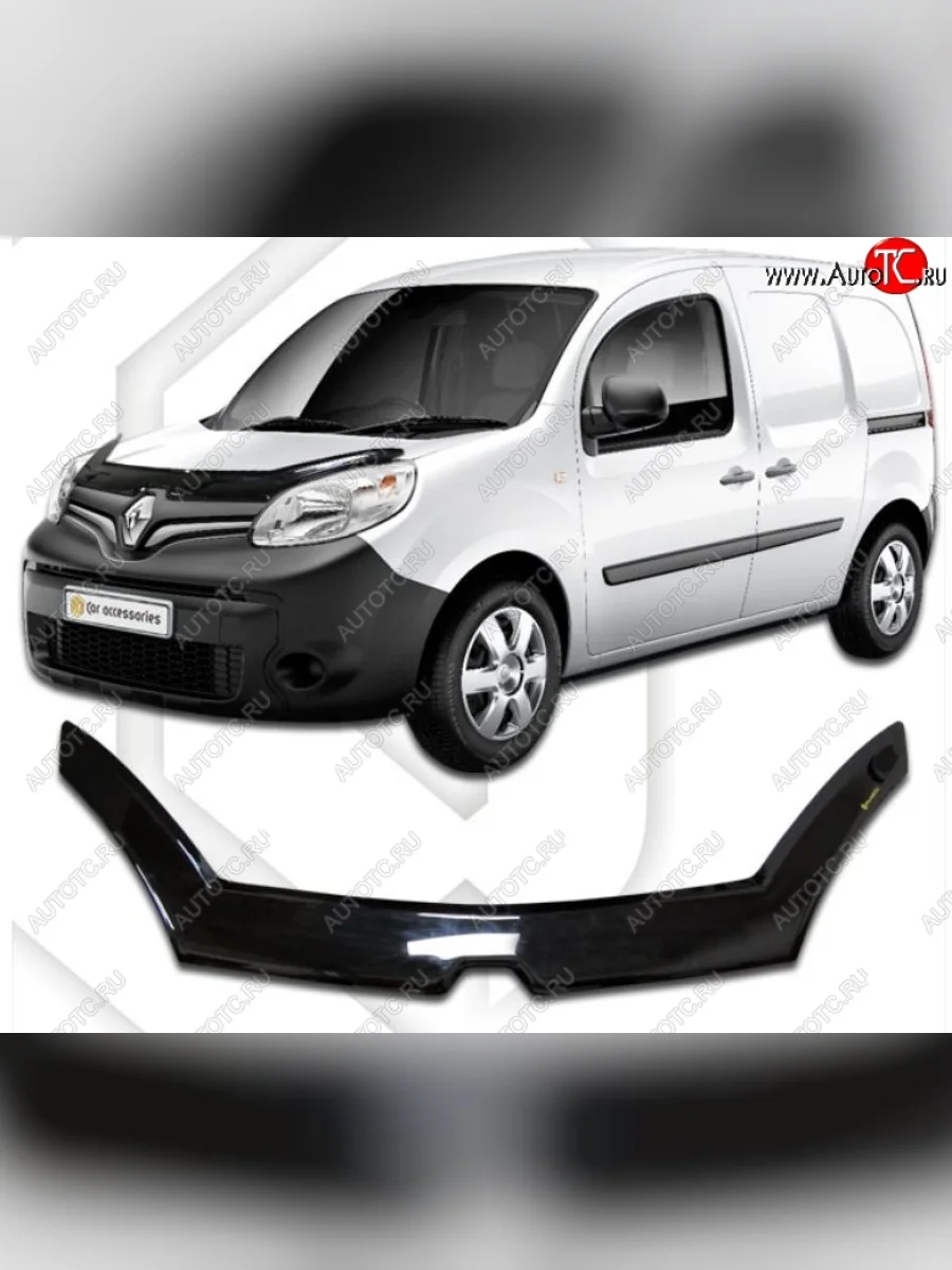 Дефлектор капота CA-Plastiс exclusive Renault Kangoo KW0 рестайлинг (2013-2016) (Classic черный, Без надписи)  в Перми Пермском крае