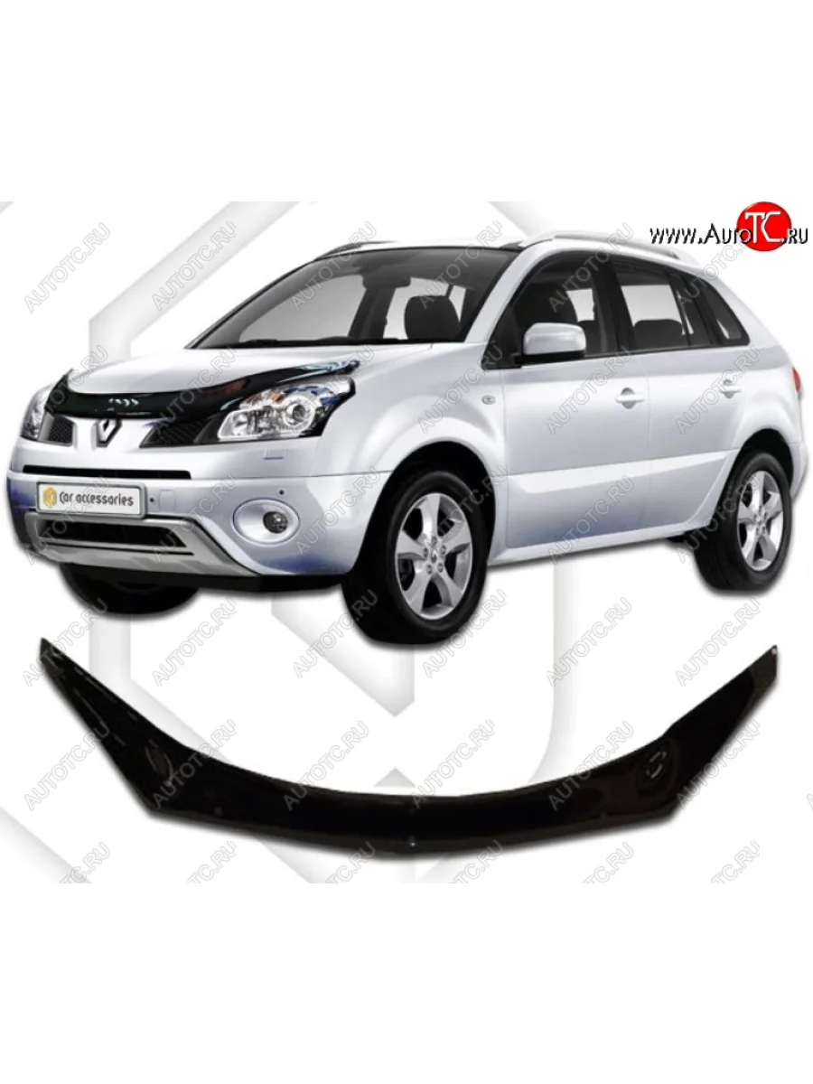 Дефлектор капота CA-Plastiс exclusive Renault Koleos Phase 1 (2007-2011) (Classic черный, Без надписи)  в Керчи Республика Крым