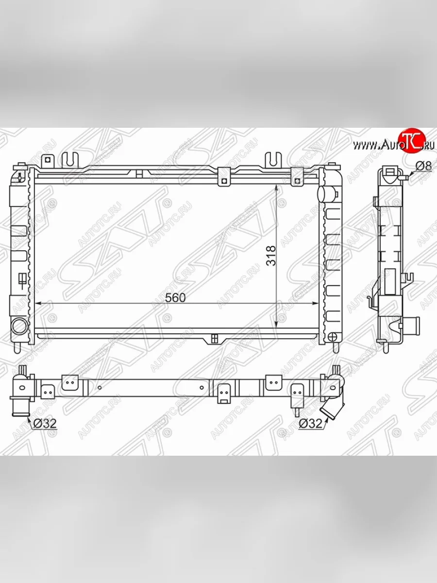 Радиатор двигателя (трубчатый) SAT Лада ВАЗ Калина 1119 хэтчбек (2004-2013)  с доставкой в г. Керчь