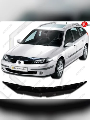 Дефлектор капота CA-Plastiс (Classic черный) Renault Laguna 2 X74 лифтбэк дорестайлинг (2000-2005)