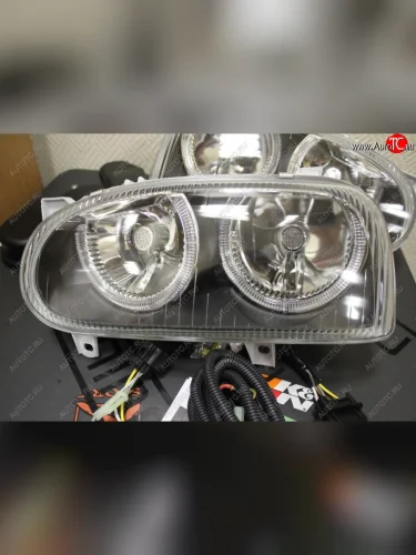 Комплект передних фар DEPO (светящийся ободок) Volkswagen Golf 3 Mk3 хэтчбэк 5 дв. (1991-1998)