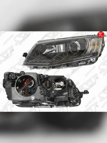 Левая фара SAT (галоген, линза, диод) Skoda Octavia A7 дорестайлинг лифтбэк (2012-2017)