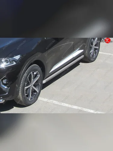  Защита порогов (Ø57 мм, с полимерным покрытием) Slitkoff (цвет: серебро) Haval F7 - F7x