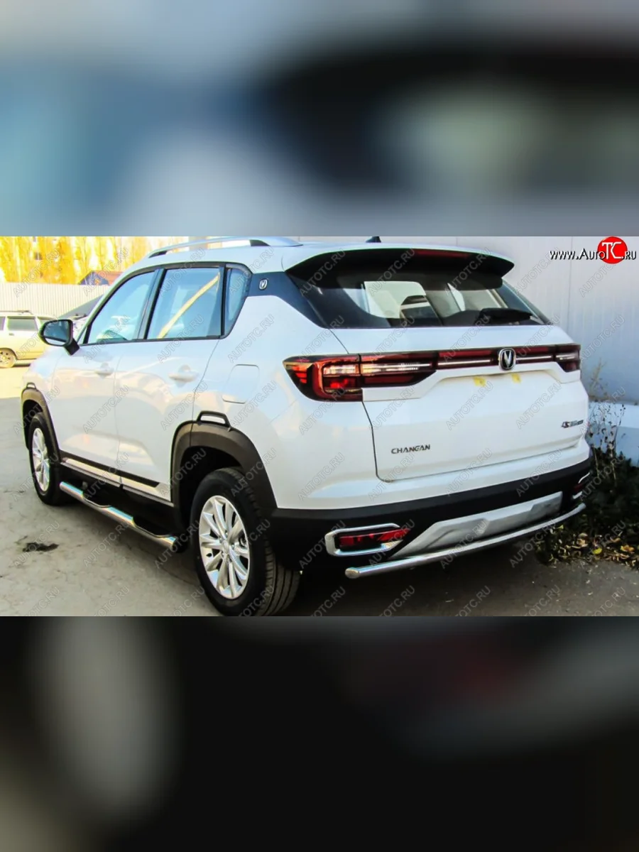 Защита заднего бампера Slitkoff (d42)  Changan CS35 Plus (2018-2022) (Нержавейка, Полированная)  с доставкой в г. Керчь