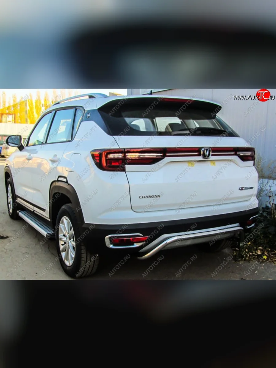 Защита заднего бампера Slitkoff (скоба, d42) Changan CS35 Plus дорестайлинг (2018-2022) (Нержавейка, Полированная)  в Керчи Республика Крым