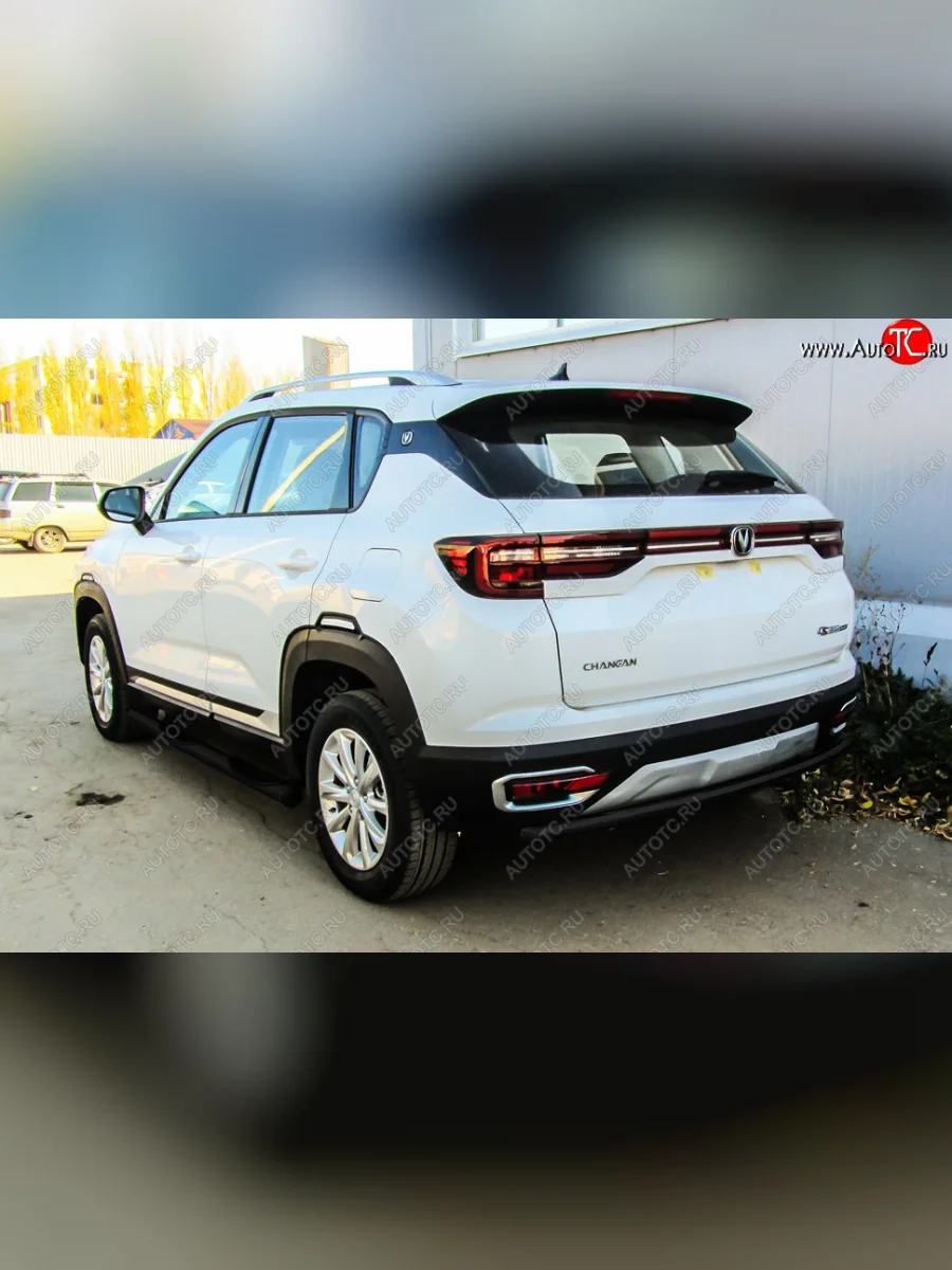 Защита заднего бампера Slitkoff (d42) Changan CS35 Plus дорестайлинг (2018-2022) (Сталь с полимерным покрытием. Цвет: чёрный)  в Керчи Республика Крым